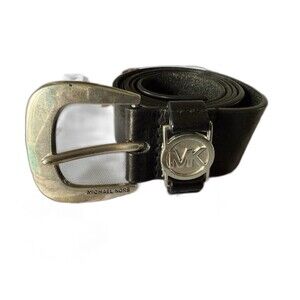 chinese dress ladies Michael Kors Silver Buckle Mens Leather Dress Belt, Black, 40